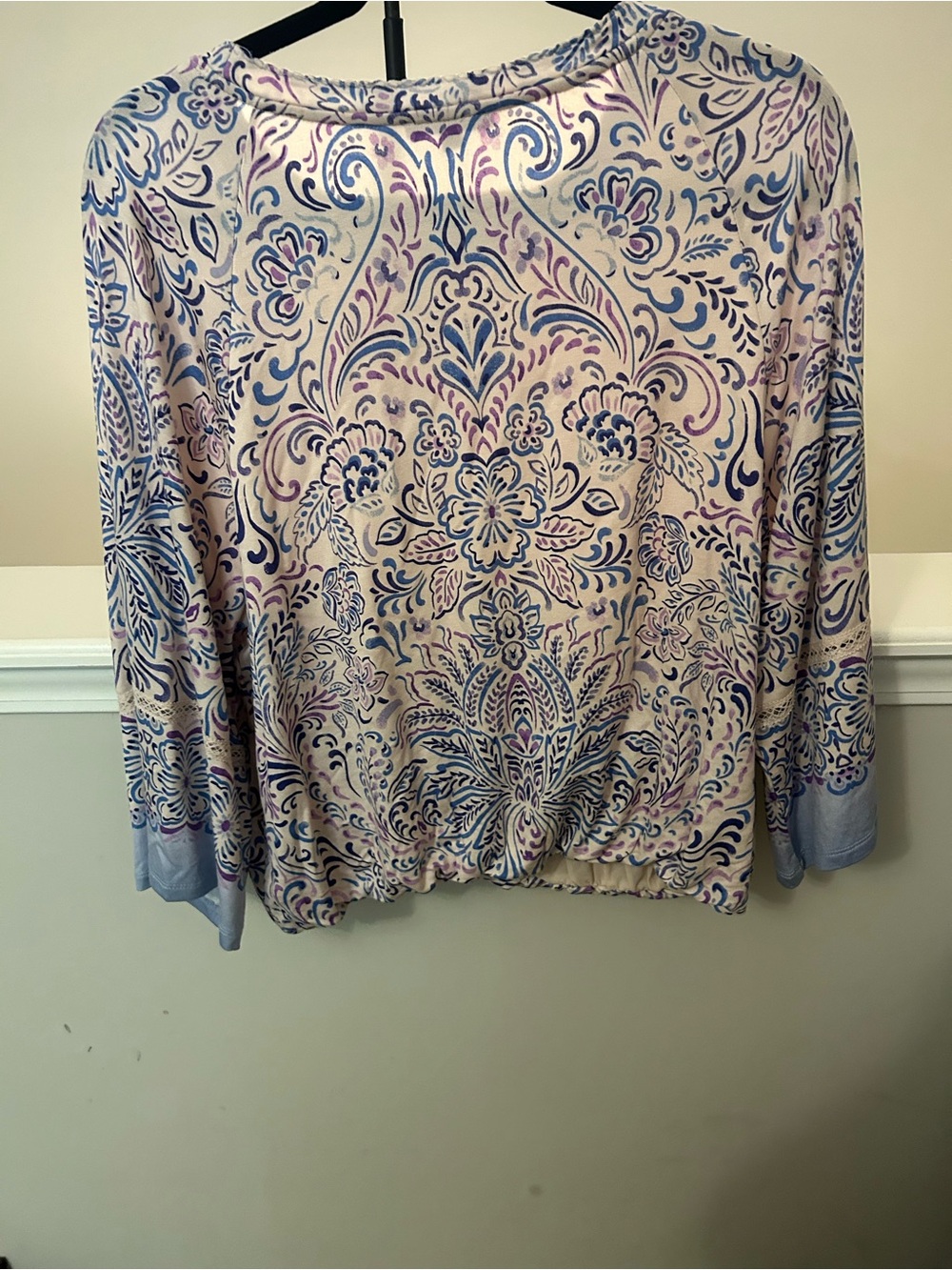 Democracy Lavender and Light Blue Floral-Print Long Sleeve Top - Picture 8 of 12
